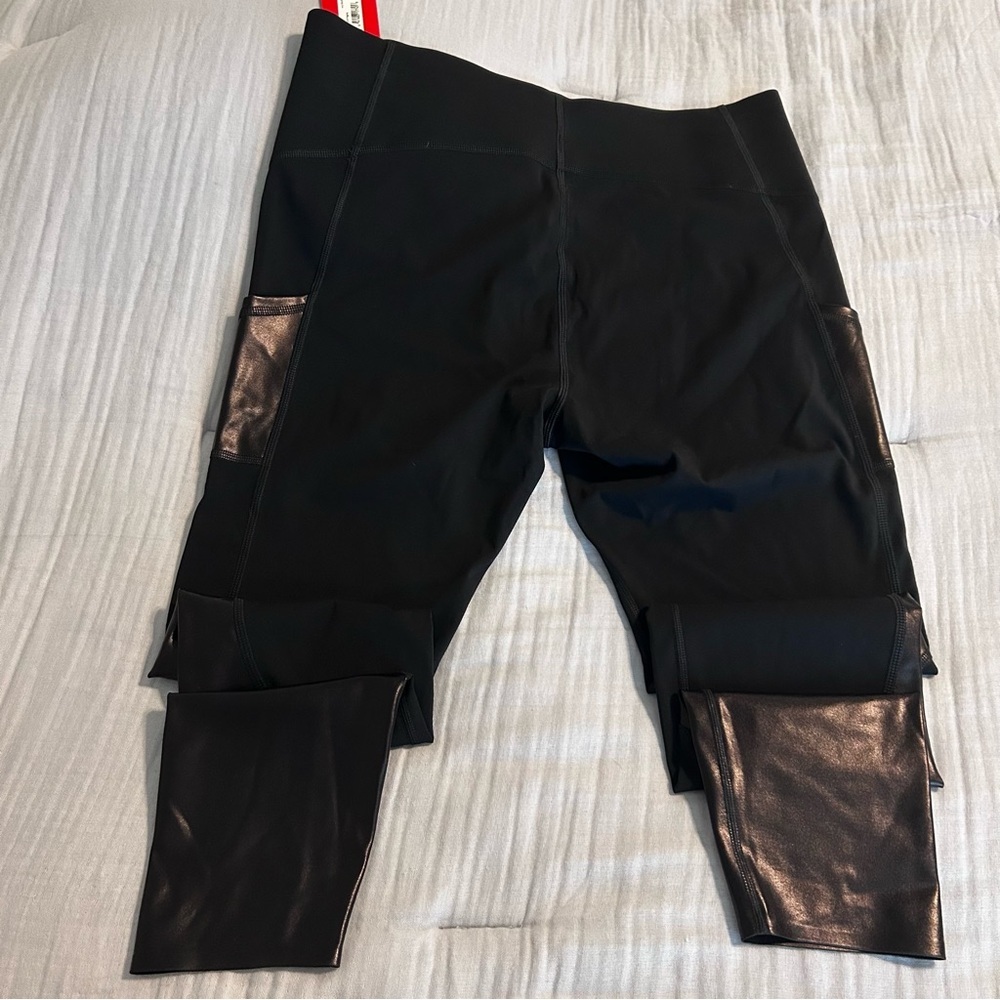 NWT SPANX Women’s Gloss Panel Leggings Black Sz XL - Picture 4 of 11